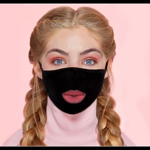 No lipstick no problem Pink lips Face mask